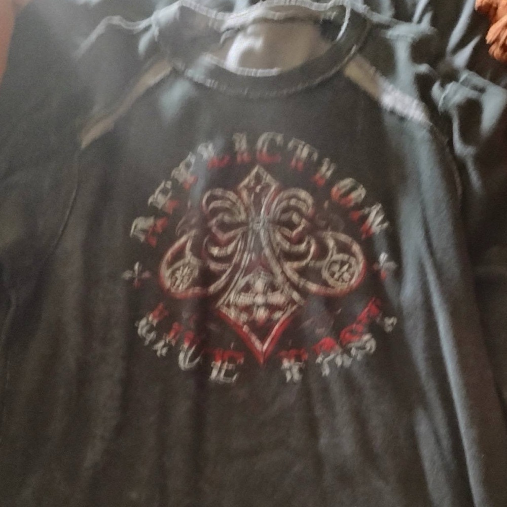 Affliction Black and Red Graphic Long Sleeve